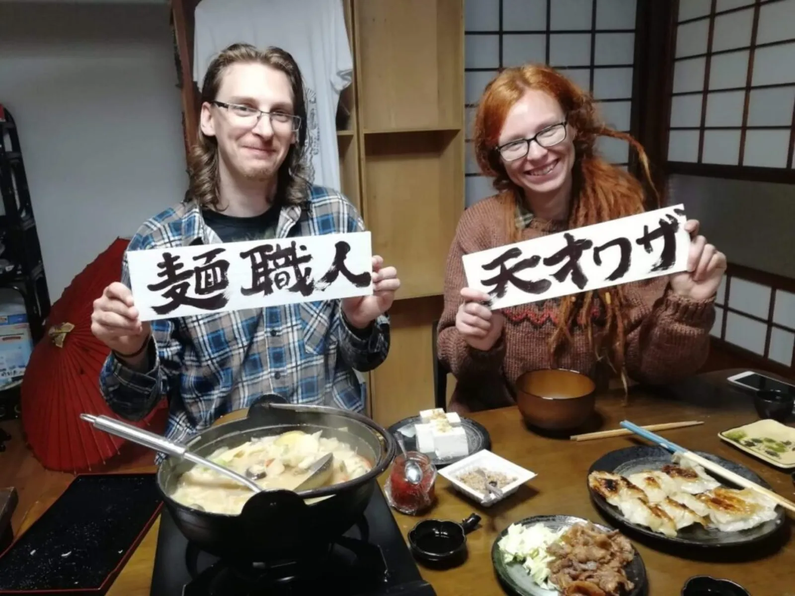 Couple with noodle master certificate