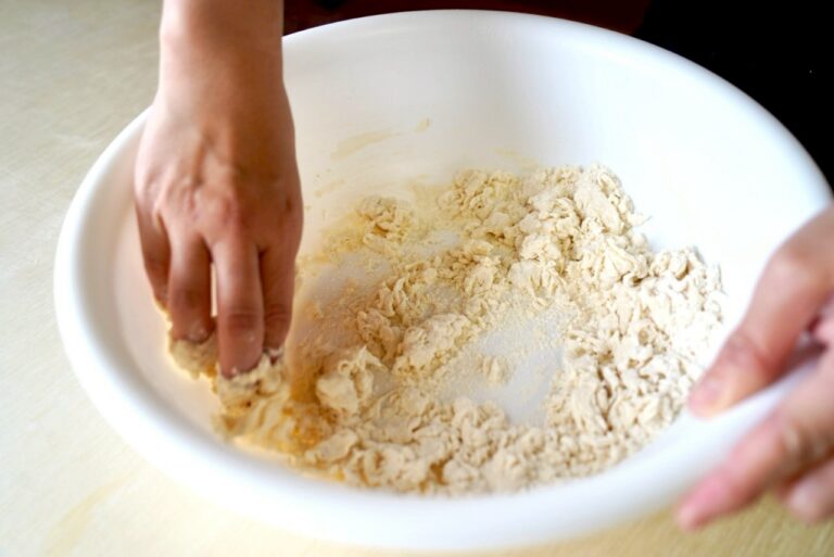 Measuring and mixing ramen dough ingredients